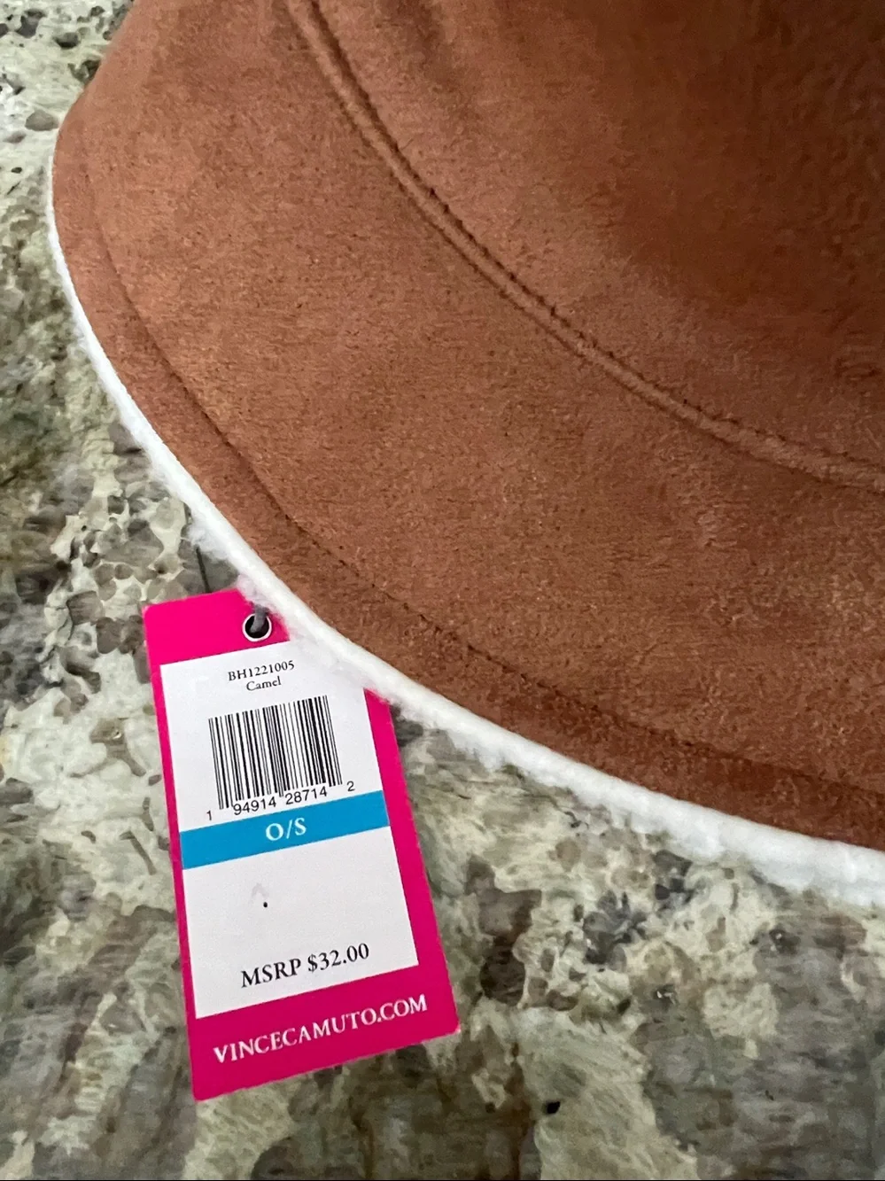Vince Camuto Kids Brown Faux Suede Bucket Hat with Cream Sherpa Lining